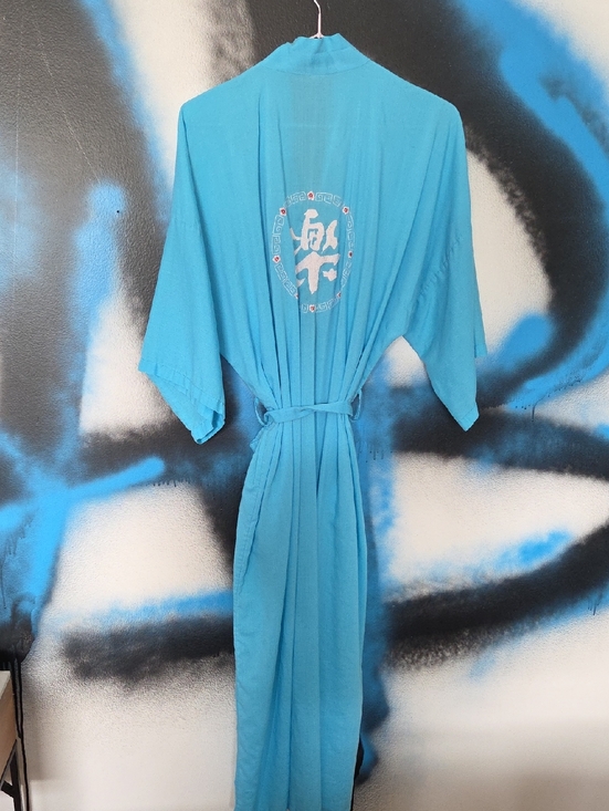 Heath Ceramics Other - Vintage Heath Ceramics Turquoise Kimono Robe with Embroidery..Shanghai